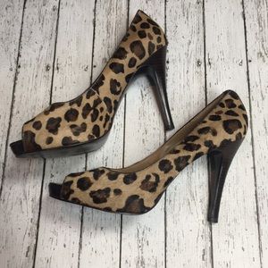 Nine West Faux Pony Hair Animal Print Pump Heels